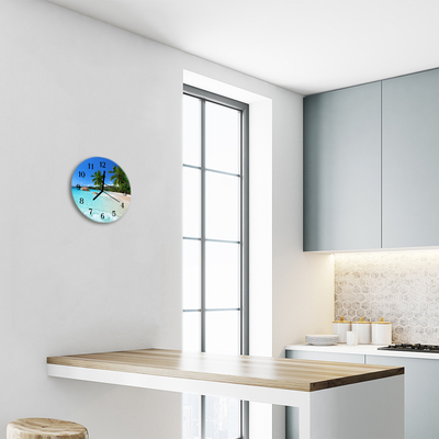 Glass Kitchen Clock Beach landscape blue