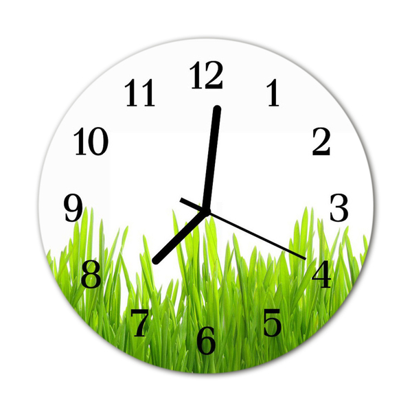 Glass Kitchen Clock Grass grass green