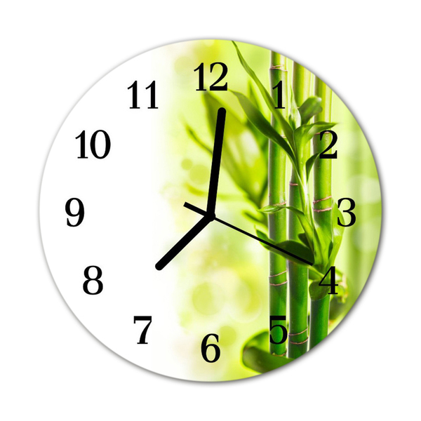 Glass Kitchen Clock Bamboo bamboo green