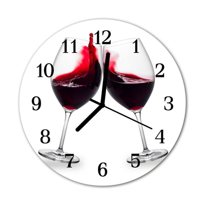 Glass Kitchen Clock Wine food and drinks red