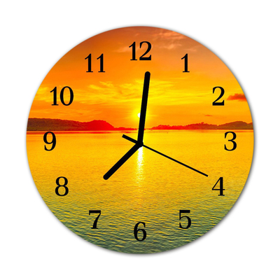 Glass Kitchen Clock Sunset nature orange