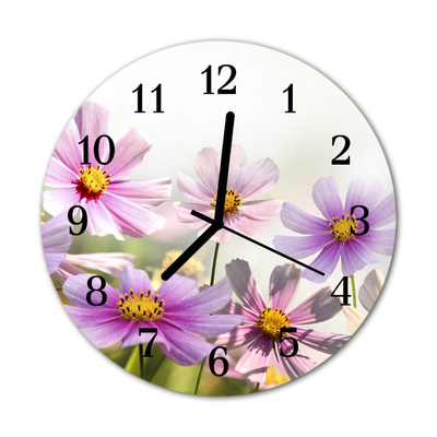 Glass Kitchen Clock Flowers flowers multi-coloured