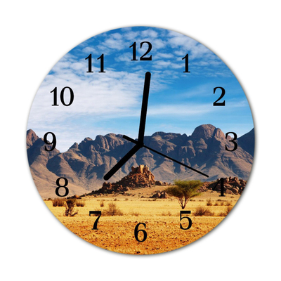 Glass Kitchen Clock Mountains mountains brown