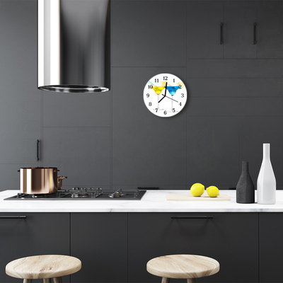 Glass Kitchen Clock Cocktail food and drinks multi-coloured