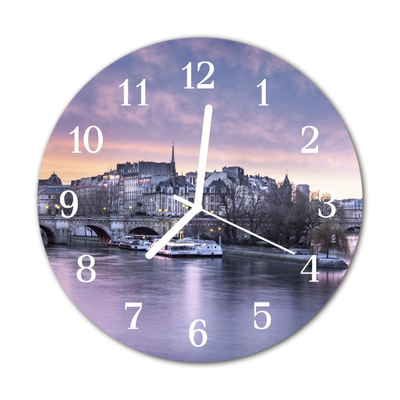 Glass Wall Clock River city river city multi-coloured