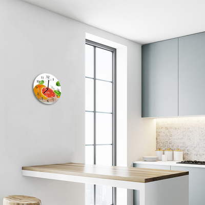 Glass Wall Clock Grapefruit grapefruit orange