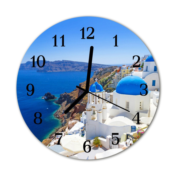 Glass Wall Clock Santorini santorini blue