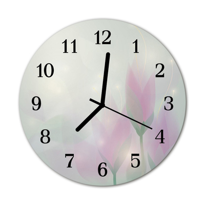 Glass Wall Clock Flowers flowers pink