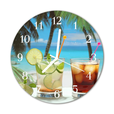 Glass Wall Clock Cocktail food and drinks multi-coloured