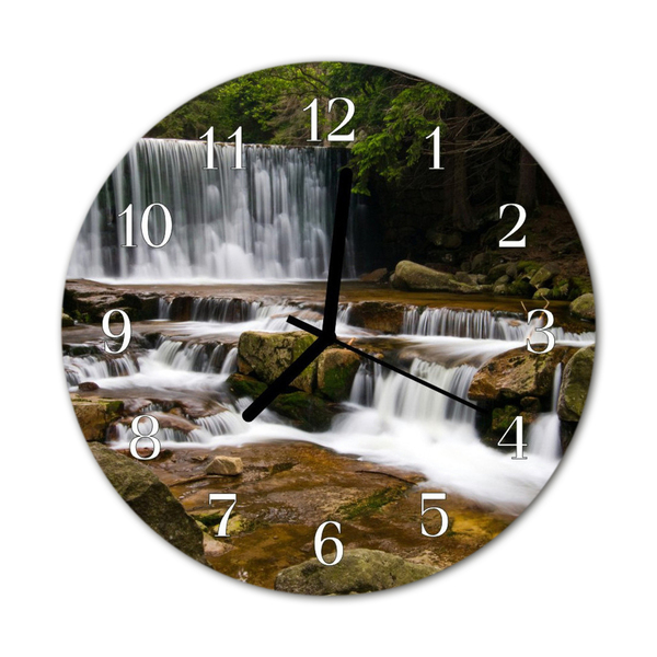 Glass Wall Clock Water falls water falls green