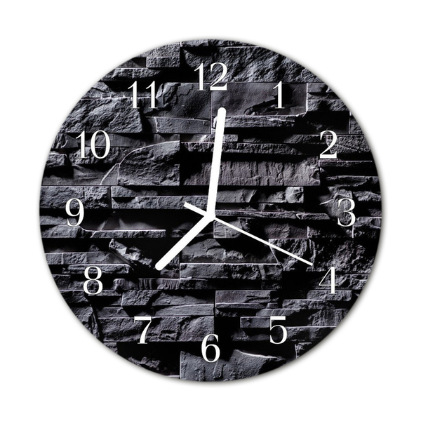 Glass Wall Clock Stones stones grey