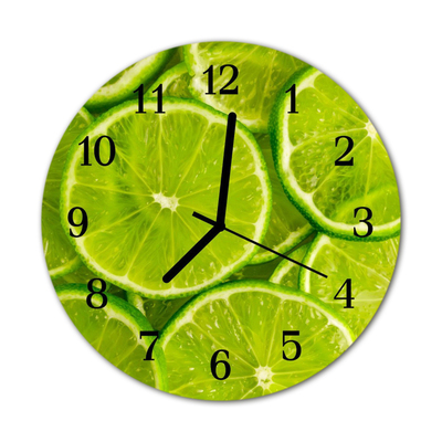 Glass Wall Clock Lime fruit green