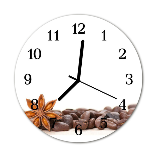 Glass Wall Clock Coffee beans food and drinks brown