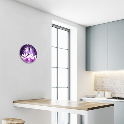 Glass Wall Clock Flower flower purple