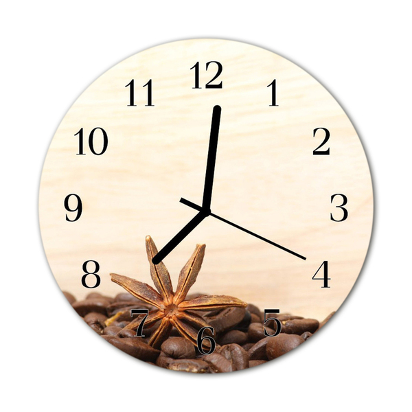 Glass Wall Clock Coffee beans food and drinks brown