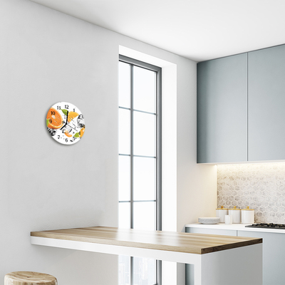 Glass Wall Clock Oranges fruit orange