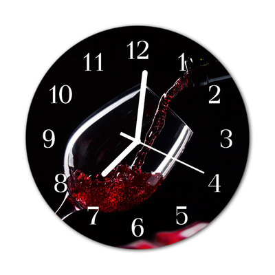 Glass Wall Clock Wine food and drinks black