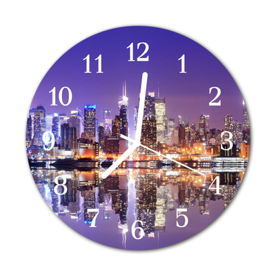 Glass Wall Clock City city multi-coloured