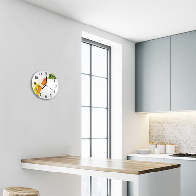 Glass Wall Clock Carrots banana carrots banana orange