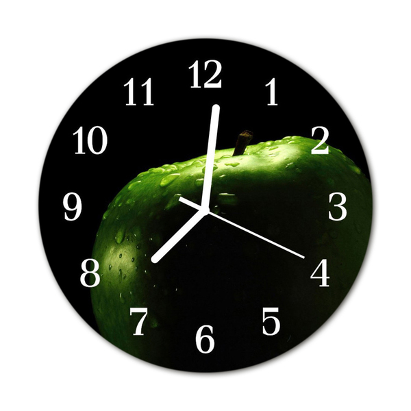 Glass Wall Clock Apple apple green