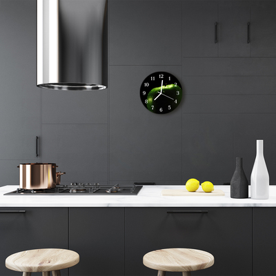 Glass Wall Clock Apple apple green