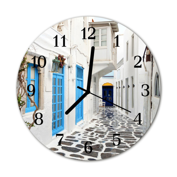 Glass Wall Clock Santorini santorini white