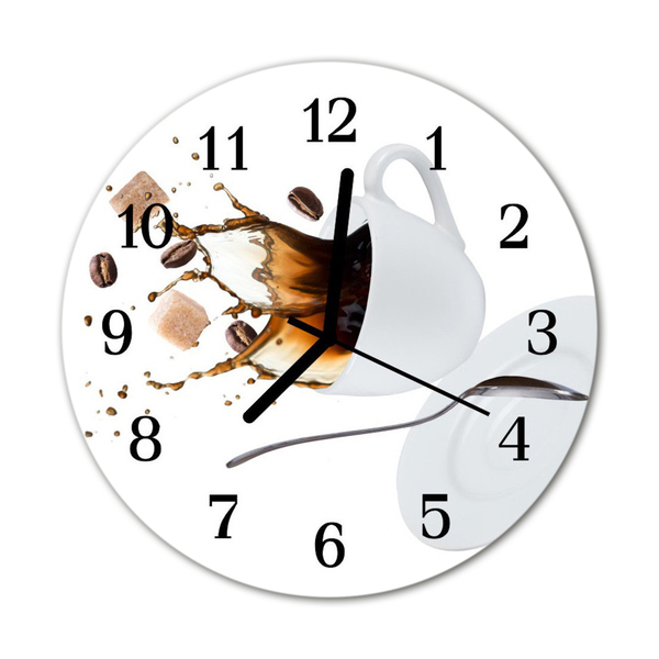 Glass Wall Clock Cup food and drinks white