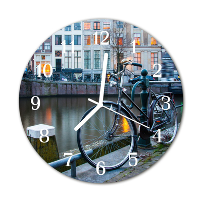 Glass Wall Clock Bicycle vehicles multi-coloured