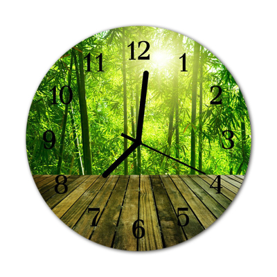 Glass Wall Clock Bamboo bamboo green