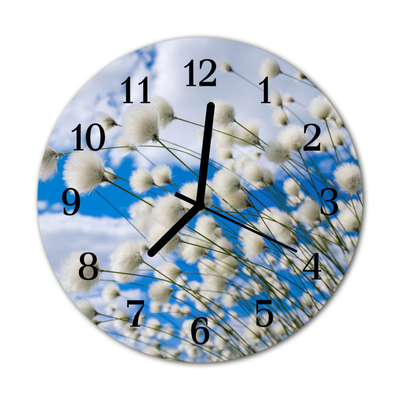 Glass Wall Clock Cotton cotton white