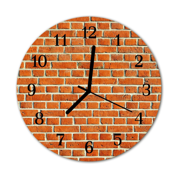 Glass Wall Clock Brick architecture red