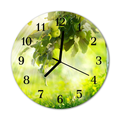 Glass Wall Clock Apple tree apple tree green