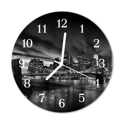 Glass Wall Clock City city black