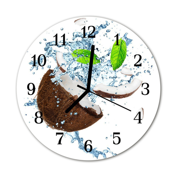 Glass Wall Clock Coconut food and drinks brown