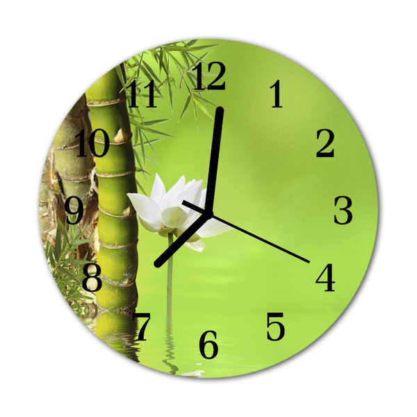 Glass Wall Clock Bamboo bamboo green