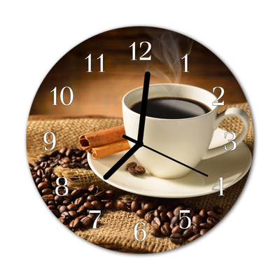 Glass Wall Clock Coffee food and drinks brown