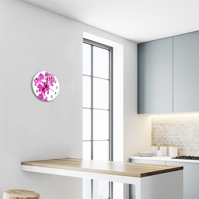 Glass Wall Clock Orchid flowers pink