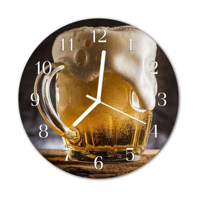 Glass Wall Clock Beer food and drinks yellow