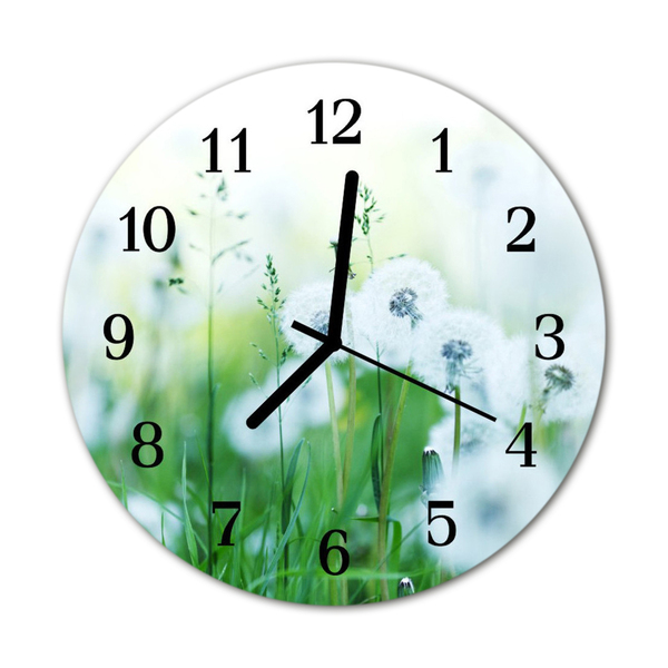 Glass Wall Clock Meadow landscape green