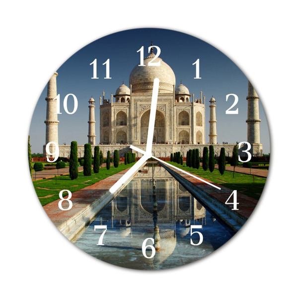 Glass Wall Clock Taj mahal architecture multi-coloured