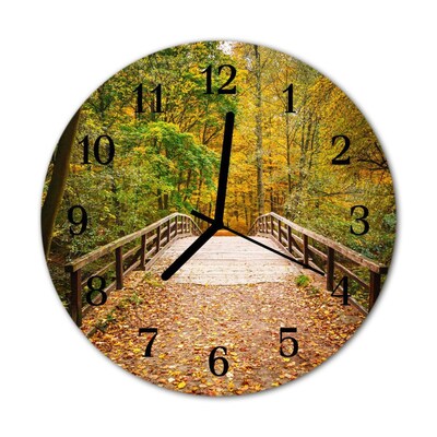 Glass Wall Clock Bridge forest architecture forest green