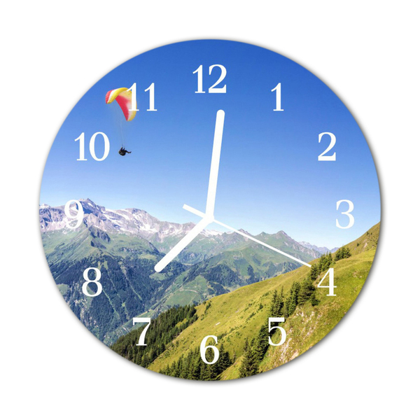 Glass Wall Clock Mountains mountains green