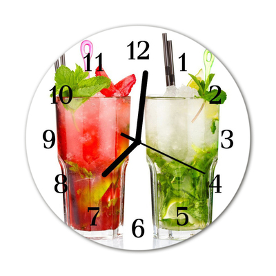 Glass Wall Clock Cocktails beverages red, green