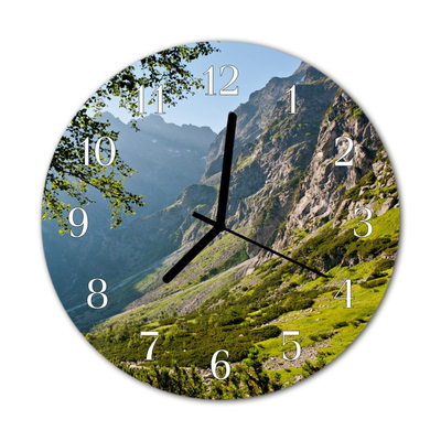 Glass Wall Clock Mountains mountains green