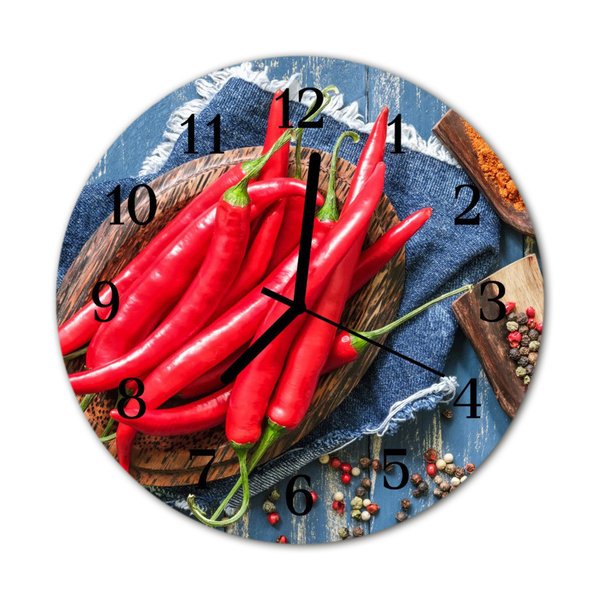 Glass Wall Clock Chilli pepper chilli pepper red