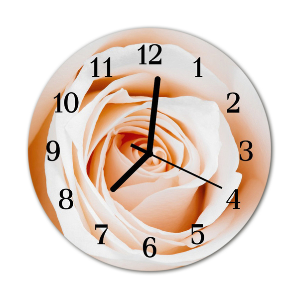 Glass Wall Clock Rose flowers pink