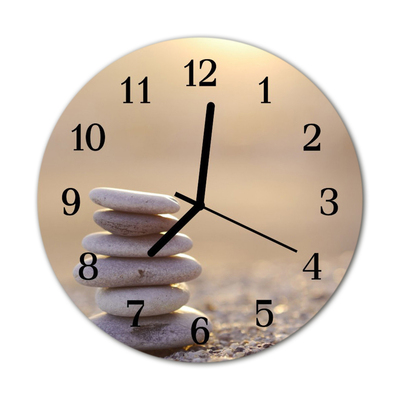 Glass Wall Clock Stones stones brown