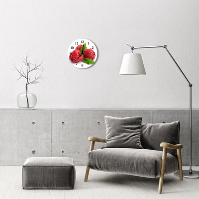 Glass Wall Clock Raspberries fruit pink