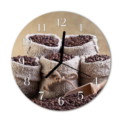 Glass Wall Clock Coffee beans food and drinks brown