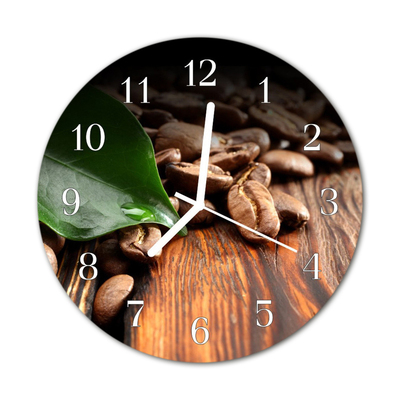 Glass Wall Clock Coffee beans food and drinks brown